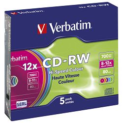 CD-RW 700/80  8x-12x slim pk5 Verbatim 43167 sortirano