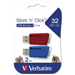 Memorija USB 2x32GB 3.0 Store'n'Click Verbatim 49308 crveni/plavi blister