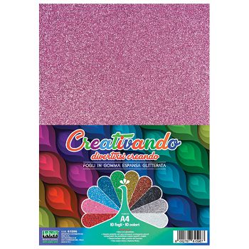 Papir ukrasni A4 za modeliranje pk10 Moosgummi glitter Lebez 61596 sortirano
