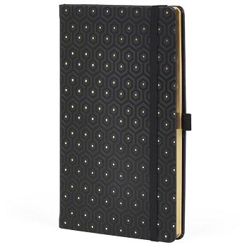 Notes 13x21cm crte 96L s gumicom Castelli Gold Honeycomb crno/zlatni