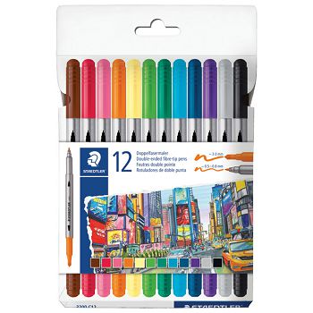 Flomaster 12boja obostrani s 2 vrha Design Journey Staedtler 3200 C12 blister