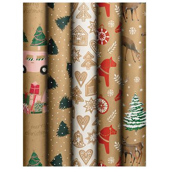 Papir ukrasni rola 70x200cm Natural  Xmas novogodišnji  Stewo 1637 99 sortirano