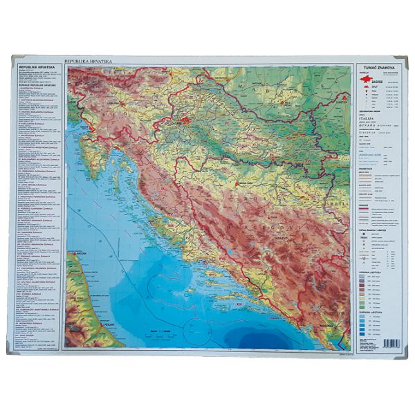 Mapa stolna Hrvatske kartonska 64x48cm obostrana Trsat