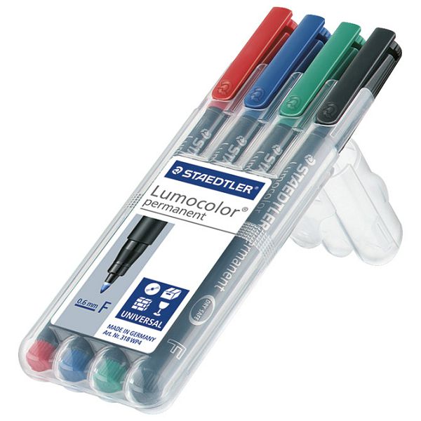 Marker permanentni 0,6mm pk4 Lumocolor Staedtler 318WP4