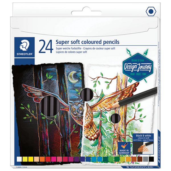 Boje drvene  24boje Super Soft black Design Journey Staedtler 149C C24 blister