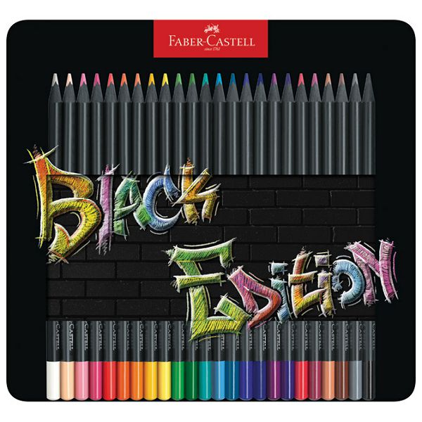 Boje drvene  24boje metalna kutija Black Edition Faber Castell 116425