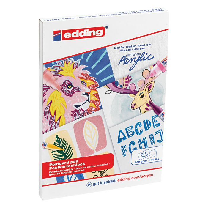 Blok-papir za akrilne/uljne boje 20 listova A6 300g (za razglednice) Edding
