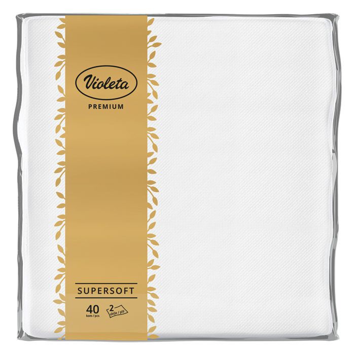 Salvete dvoslojne 38x38cm pk40 Premium Violeta bijele