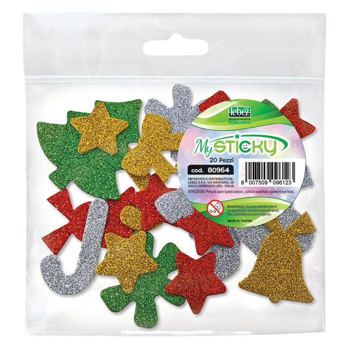 Naljepnice ukrasne glitter Moosgummi Božić pk20 Lebez 80964 sortirano blister
