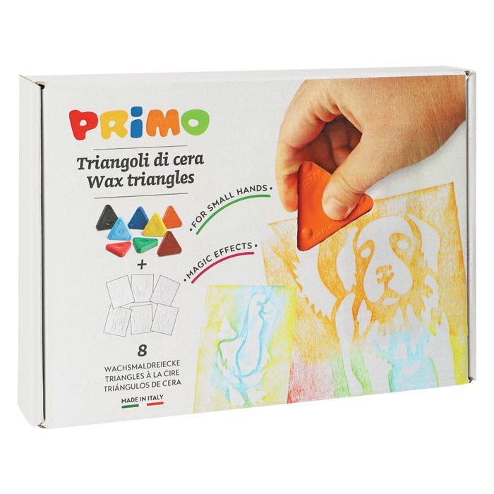Boje voštane trokutaste 8boja+šablone Primo CMP.0721TRI8ST