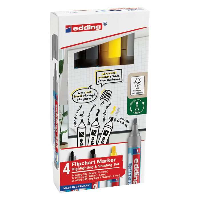 -Set Marker Flipchart effect za signiranje i sjenčanje pk4 Edding