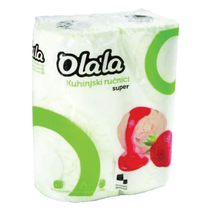Ručnik papirnati jastučni 23cm dvoslojni pk2 Basic Olala jagoda bijeli