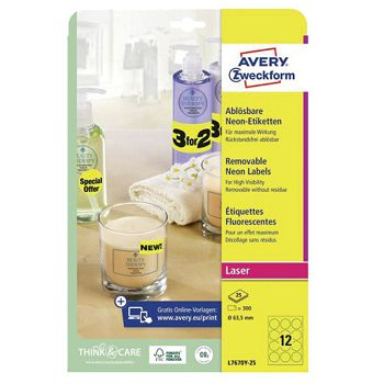 Etikete LK fi-63,5mm pk25L Zweckform L7670Y-25 neon žuta