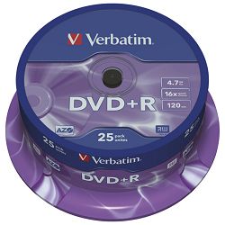 DVD+R 4,7/120 16x spindl Mat Silver pk25 Verbatim 43500
