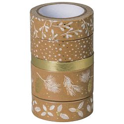 Traka Deco ljepljiva novogodišnja Natur s uzorkom pk5 Heyda 20-35845 27 zlatno bijela