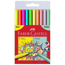 Flomaster školski  10boja Grip neon+pastel Faber Castell 155312