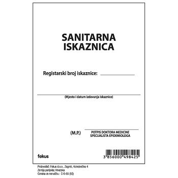 Obrazac C-6-55 sanitarna knjižica Fokus