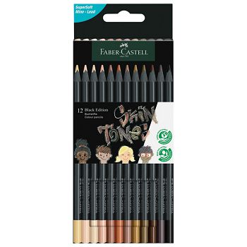 Boje drvene  12boja trokutaste Black Edition Skin tones Faber Castell 116414 blister 