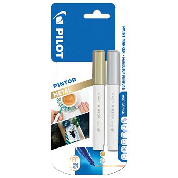 Marker 0,7mm pk2 Pintor Pilot SW-PT-EF metalik zlatni/srebrni blister