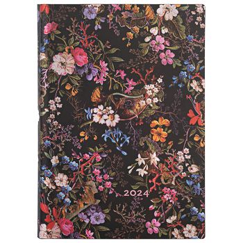 Planer dnevni 2024-12,5x17,5cm-midi s gumicom Floralia flexi Paperblanks 0520-9/10