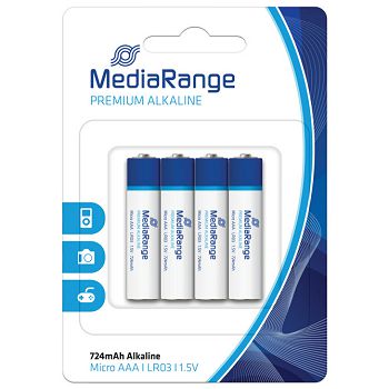 Baterija alkalna 1,5V AAA pk4 MediaRange MRBAT101 LR03 blister 