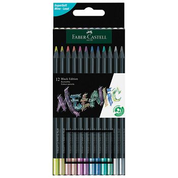 Boje drvene  12boja trokutaste Black Edition Metallic Faber Castell 116415 blister