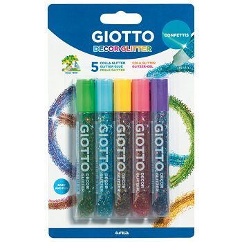 Ljepilo glitter 10,5mlx5boja Giotto Confettis Fila 5454 blister