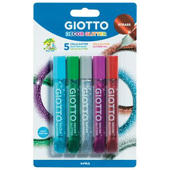 Ljepilo glitter 10,5mlx5boja Giotto Strass Fila 5452 blister