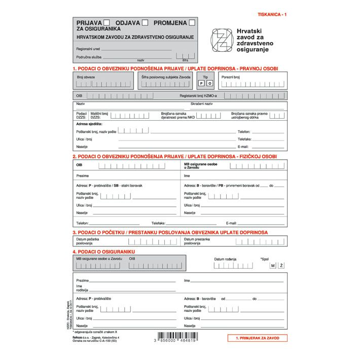 Obrazac C-A-100/N tiskanica 1 (format A3) Fokus