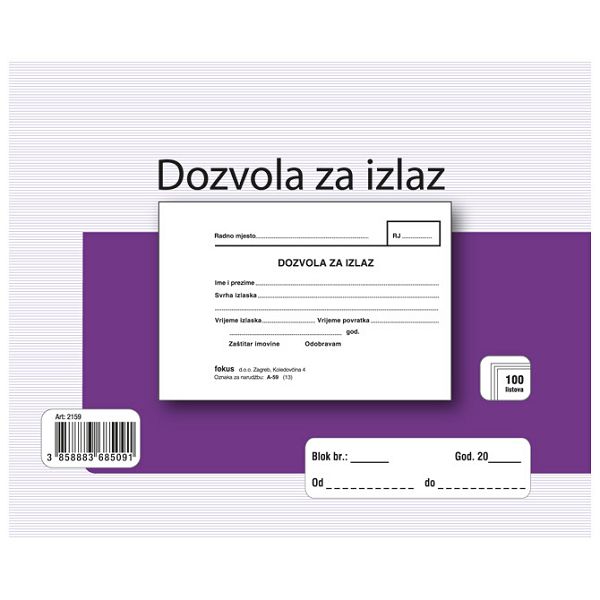 Obrazac A-59 dozvola za izlaz Fokus