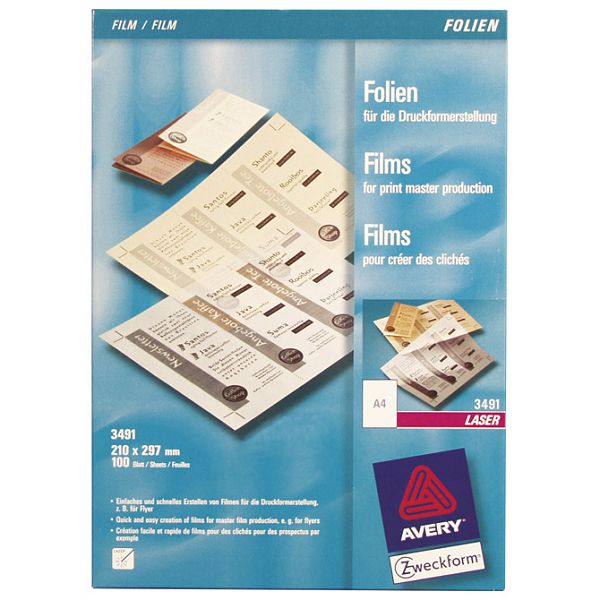 Folija Laser za grafičku pripremu A4 100my mat pk100 Zweckform 3491