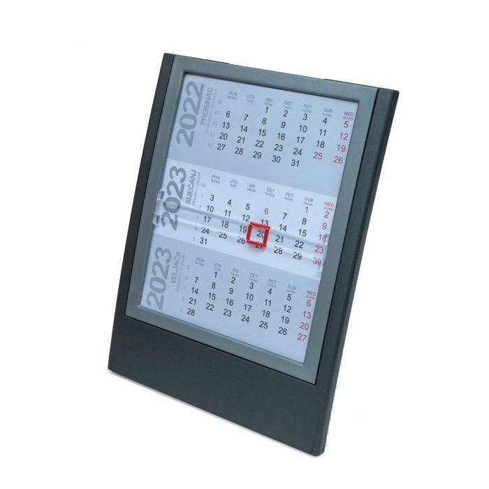 Kalendar stolni-pomični 13x17,5cm metalik sivi