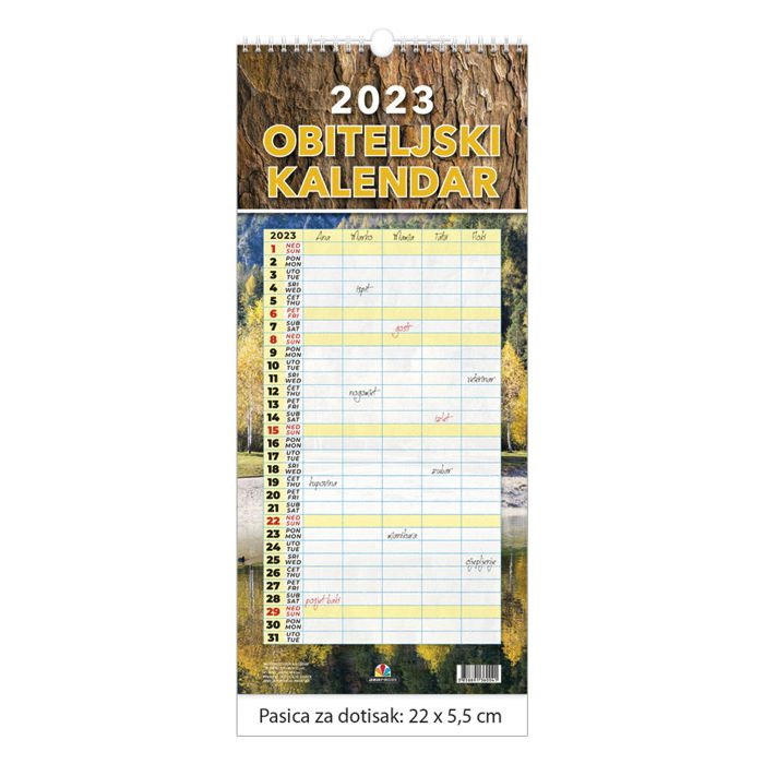 Kalendar "Obiteljski kalendar" 13 listova, spirala
