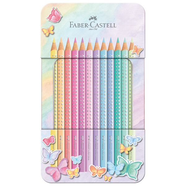 Boje drvene  12boja pastel metalna kutija Sparkle Faber Castell 201910