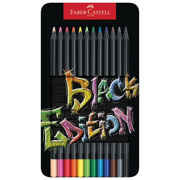 Boje drvene  12boja metalna kutija Black Edition Faber Castell 116413