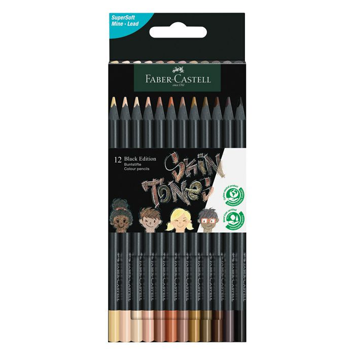 Boje drvene  12boja trokutaste Black Edition Skin tones Faber Castell 116414 blister 