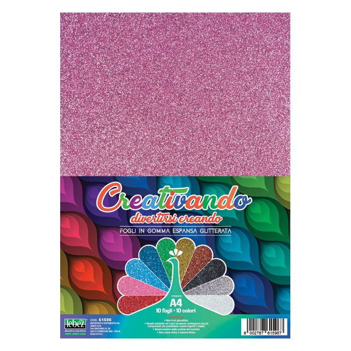 Papir ukrasni A4 za modeliranje pk10 Moosgummi glitter Lebez 61596 sortirano