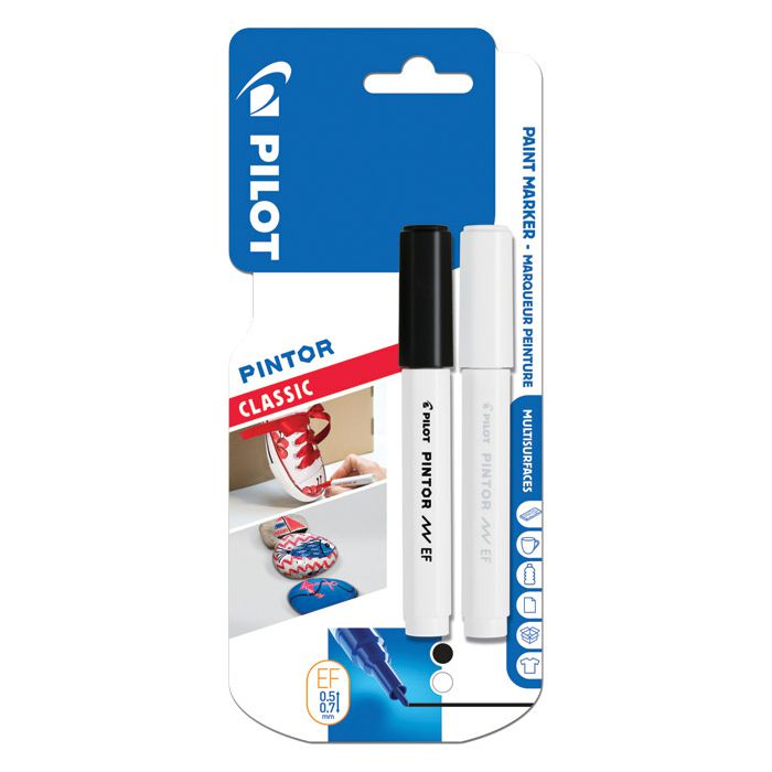 Marker 0,7mm pk2 Pintor Pilot SW-PT-EF crni/bijeli blister