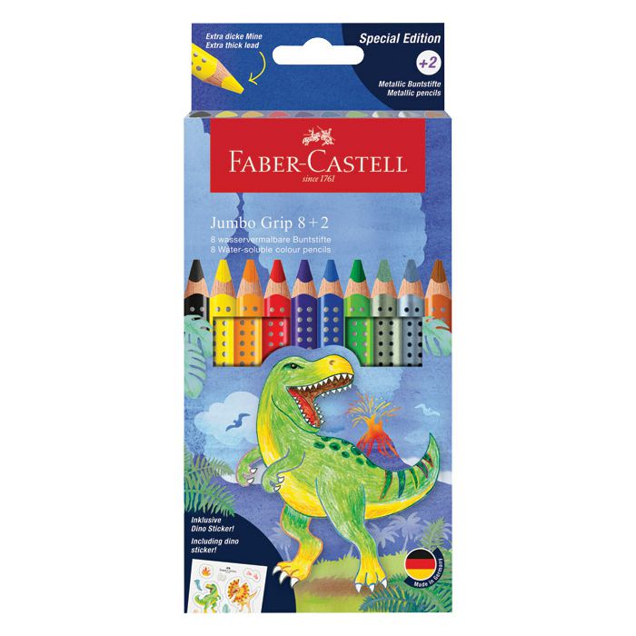 Boje drvene  10boja Jumbo Grip T-rex Faber Castell 110922 blister