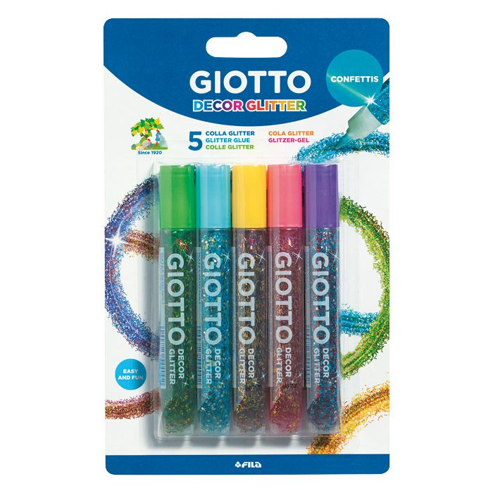 Ljepilo glitter 10,5mlx5boja Giotto Confettis Fila 5454 blister