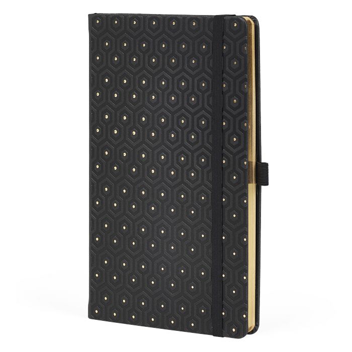 Notes 13x21cm crte 96L s gumicom Castelli Gold Honeycomb crno/zlatni