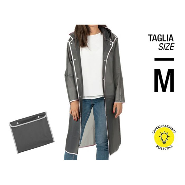 Kabanica reflektirajući rub, bijeli gumbi Perletti 14219 prozirno-siva M