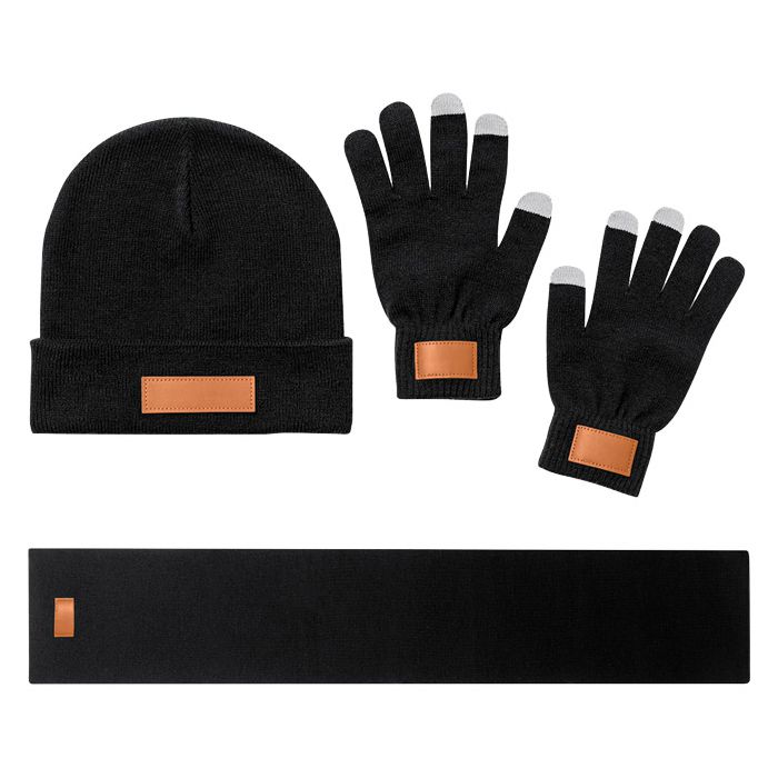 Set poklon muški kapa,rukavice i šal Makito 22007 crn