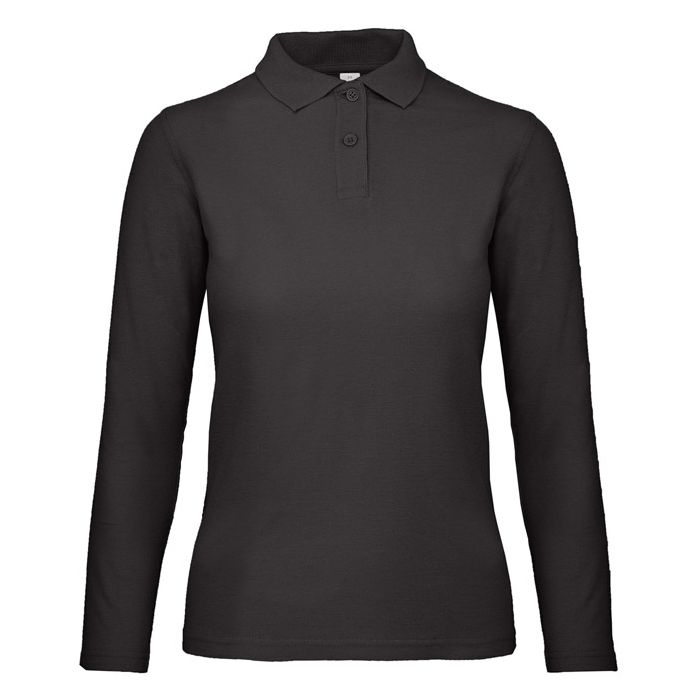 Majica dugi rukavi polo B&C ID.001 LSL/women 180g crna 2XL
